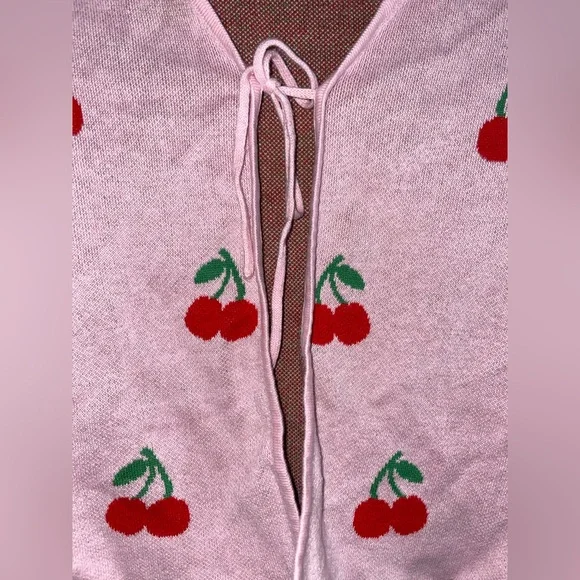Pink Cherry Embroidered Cardigan - Picture 7 of 16